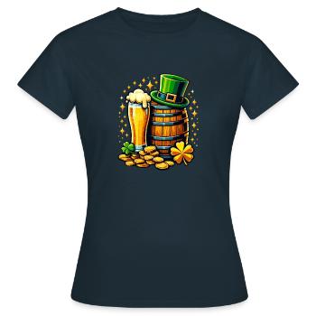 Shamrock irlandais St Patricks Boire de la bière - T-shirt Femme - marine - Devant - AI Model Female 172 dark (172cm)