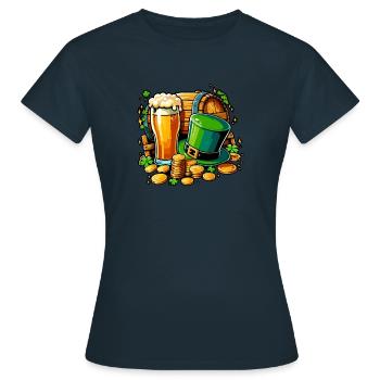 Shamrock irlandais St Patricks Boire de la bière - T-shirt Femme - marine - Devant - AI Model Female 172 dark (172cm)