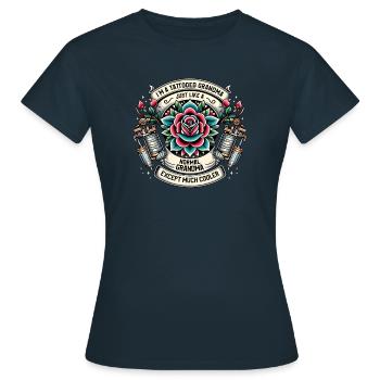 Tattooed Grandma Tattoo Tattooing Ink Tattoos - Women's T-Shirt - navy - Front - AI Model Female 172 dark (172cm)