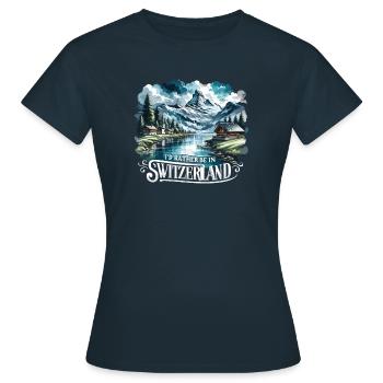Je préfère être en Suisse vacancier - T-shirt Femme - marine - Devant - AI Model Female 172 dark (172cm)