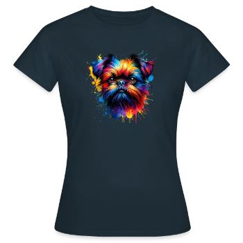 Splash Art Coloré Bruxelles Griffon Griffon - T-shirt Femme - marine - Devant - AI Model Female 172 dark (172cm)