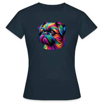 Pop Art Coloré Bruxelles Griffon Griffon - T-shirt Femme - marine - Devant - AI Model Female 172 dark (172cm)