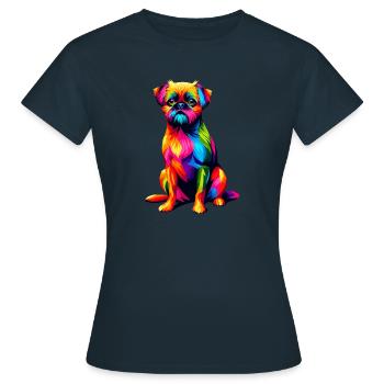 Pop Art Coloré Bruxelles Griffon Griffon - T-shirt Femme - marine - Devant - AI Model Female 172 dark (172cm)