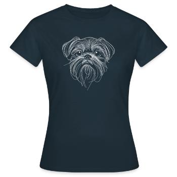 Line Art Bruxelles Griffon Griffon Bruxellois - T-shirt Femme - marine - Devant - AI Model Female 172 dark (172cm)