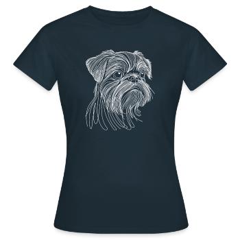 Line Art Bruxelles Griffon Griffon Bruxellois - T-shirt Femme - marine - Devant - AI Model Female 172 dark (172cm)