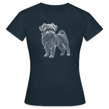 Line Art Bruxelles Griffon Griffon Bruxellois - T-shirt Femme - marine - Devant - AI Model Female 172 dark (172cm)