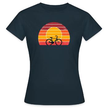 Retro Tramonto Mountain Bike MTB Bici Ciclismo - Maglietta da donna - navy - Fronte - AI Model Female 172 dark (172cm)