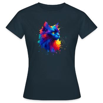 Éclaboussures colorées Bombay Cat - T-shirt Femme - marine - Devant - AI Model Female 172 dark (172cm)