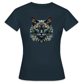 Polygone Art Bombay Chat - T-shirt Femme - marine - Devant - AI Model Female 172 dark (172cm)
