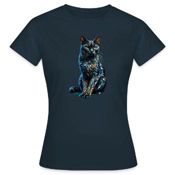 Polygone Art Bombay Chat - T-shirt Femme - marine - Devant - AI Model Female 172 dark (172cm)
