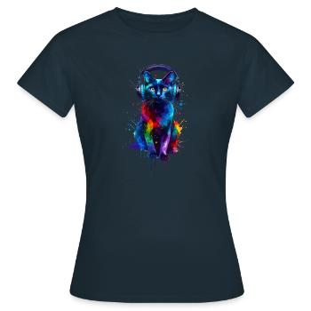 Casque Splash Art coloré Bombay Cat - T-shirt Femme - marine - Devant - AI Model Female 172 dark (172cm)