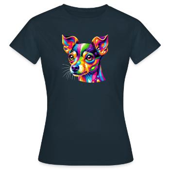 Buntes Pop Art Spielzeug Foxterrier Amerikanisches Spielzeug - Frauen T-Shirt - Navy - Vorne - AI Model Female 172 dark (172cm)