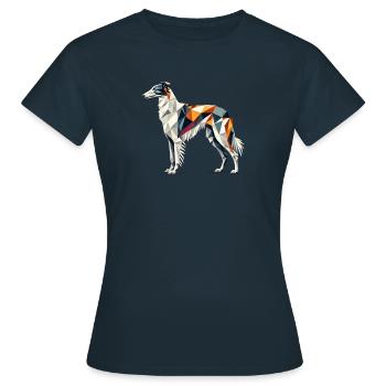 Geometric Art Borzoi Russian Hunting Sighthound - Women's T-Shirt - navy - Front - AI Model Female 172 dark (172cm)