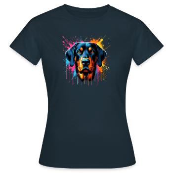 Colorful Splash Art Bavarian Mountain Scent Hound - Women's T-Shirt - navy - Front - AI Model Female 172 dark (172cm)