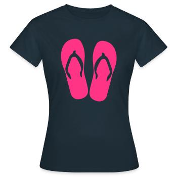 Flip Flop: Eté: Amour: Fleur: Mer: plage - T-shirt Femme - marine - Devant - AI Model Female 172 dark (172cm)