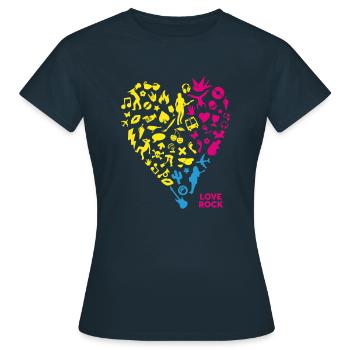 Love rock - aime le rock'n'roll - T-shirt Femme - marine - Devant - AI Model Female 172 dark (172cm)