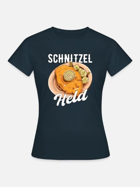 Schnitzel Held Fleisch Geschenk - Frauen T-Shirt - Navy