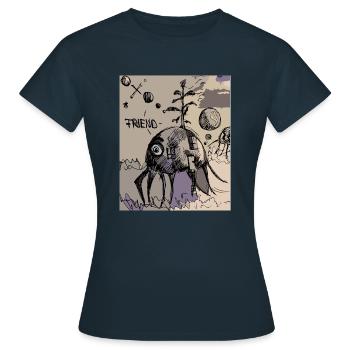 Friendly-Bug - Frauen T-Shirt - Navy - Vorne - AI Model Female 172 dark (172cm)