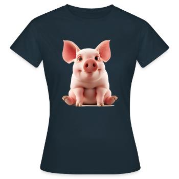 Schwein gehabt bedeutet Glück gehabt - Frauen T-Shirt - Navy - Vorne - AI Model Female 172 dark (172cm)