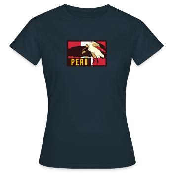 Drapeau Pérou Condor Péruvien Sur Andes Inca Machu - T-shirt Femme - marine - Devant - AI Model Female 172 dark (172cm)