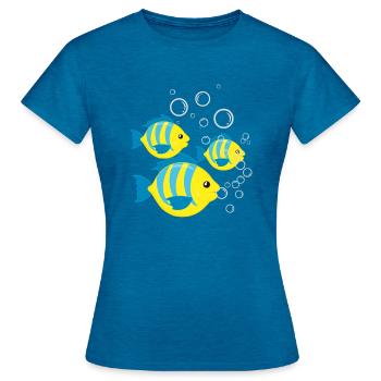Poissons - T-shirt Femme - bleu saphir antique chiné - Devant - AI Model Female 172 dark (172cm)