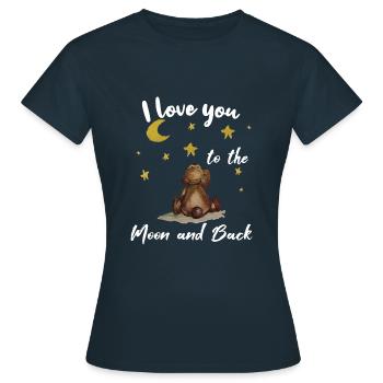 je t'aime à la lune et en arrière les petites étoiles d'ours - T-shirt Femme - marine - Devant - AI Model Female 172 dark (172cm)