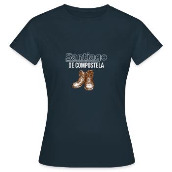 Santiago de Compostela Jakobsweg Pilgern - Frauen T-Shirt - Navy - Vorne - AI Model Female 172 dark (172cm)