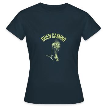 Jakobsweg Pilger - Frauen T-Shirt - Navy - Vorne - AI Model Female 172 dark (172cm)