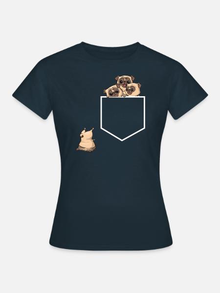 Hunde Shirt · Mopsfamilie · Geschenk - Frauen T-Shirt - Navy