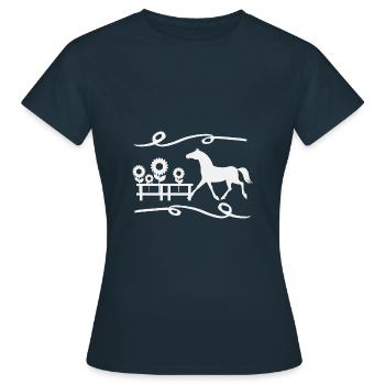 Poulain de cheval Étalon Vacances équestres - T-shirt Femme - marine - Devant - AI Model Female 172 dark (172cm)