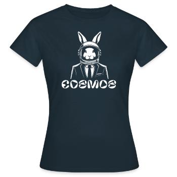 Lustiges Kaninchen im Kosmos - Frauen T-Shirt - Navy - Vorne - AI Model Female 172 dark (172cm)