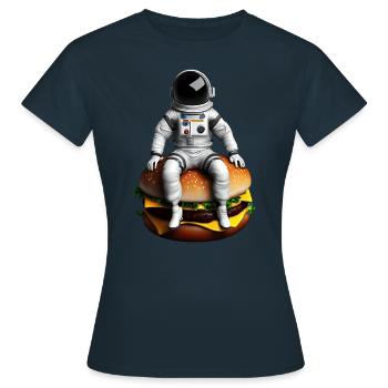 Astronaute spatial Cheeseburger - T-shirt Femme - marine - Devant - AI Model Female 172 dark (172cm)