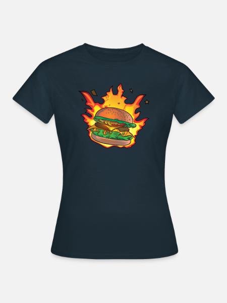 Burning Burger / Cheeseburger - Women's T-Shirt - navy