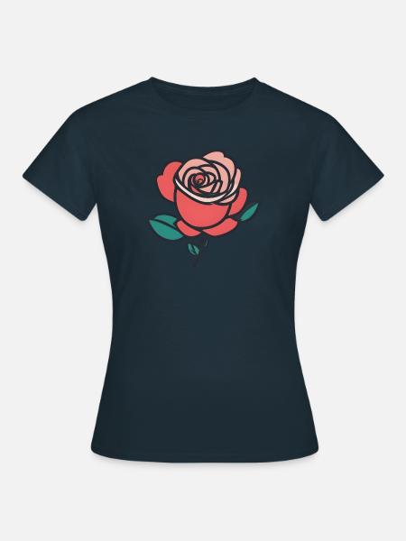 Blühende Schönheit: Rosen-Illustration - Frauen T-Shirt - Navy