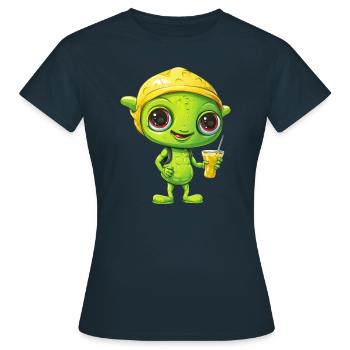 Refreshing Alien Lemon Drink: Green & Yellow - Women's T-Shirt - navy - Front - AI Model Female 172 dark (172cm)