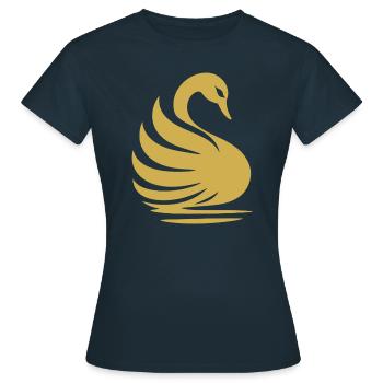Elegante Schwan-Silhouette: Anmut auf dem Wasser - Frauen T-Shirt - Navy - Vorne - AI Model Female 172 dark (172cm)