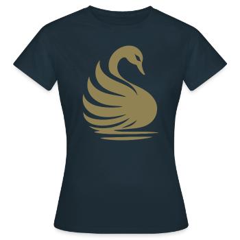Elegante Schwan-Silhouette: Anmut auf dem Wasser - Frauen T-Shirt - Navy - Vorne - AI Model Female 172 dark (172cm)