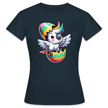 Cacatoès de Pâques en coquille d’œuf, oiseau maladroit - T-shirt Femme - marine - Devant - AI Model Female 172 dark (172cm)