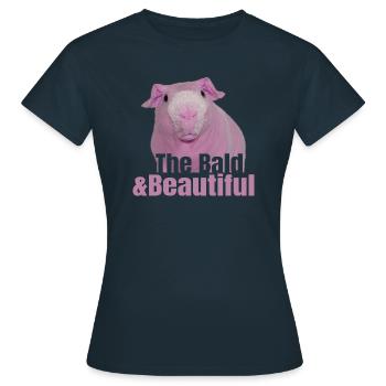 Schönes und kahles Meerschweinchen. Ein dünnes Schweinchen - Frauen T-Shirt - Navy - Vorne - AI Model Female 172 dark (172cm)