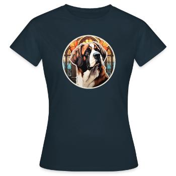 Bernhardiner Rettungshund - Frauen T-Shirt - Navy - Vorne - AI Model Female 172 dark (172cm)