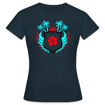 Paradise Hibiskus Blume - Frauen T-Shirt - Navy - Vorne - AI Model Female 172 dark (172cm)