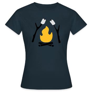 Lagerfeuer - Frauen T-Shirt - Navy - Vorne - AI Model Female 172 dark (172cm)