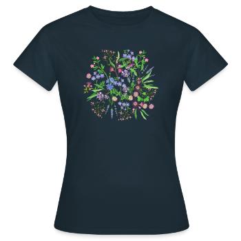 Flower meadow - Women's T-Shirt - navy - Front - AI Model Female 172 dark (172cm)