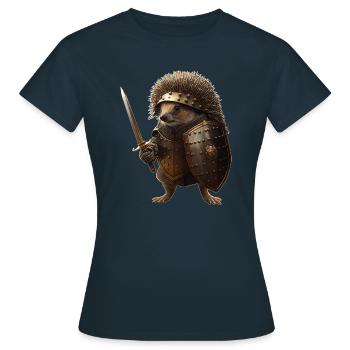 Igel der Welt, schützt euch durch eine Rüstung - Frauen T-Shirt - Navy - Vorne - AI Model Female 172 dark (172cm)