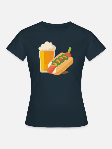 Bier und Hot Dog - Frauen T-Shirt - Navy