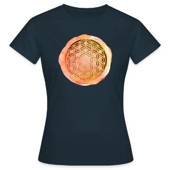 Lebensblume 3D - Frauen T-Shirt - Navy - Vorne - AI Model Female 172 dark (172cm)