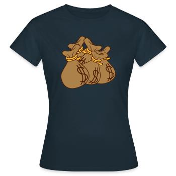Viele Dollar Comic Geldsäcke - Frauen T-Shirt - Navy - Vorne - AI Model Female 172 dark (172cm)