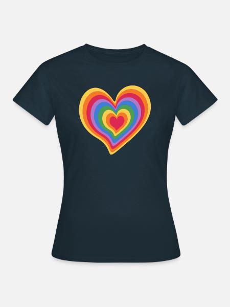 Regenbogen-Herz - Frauen T-Shirt - Navy