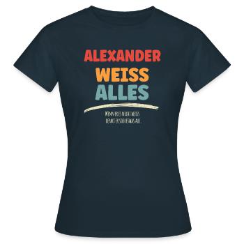 ALEXANDER weiss Alles - Frauen T-Shirt - Navy - Vorne - AI Model Female 172 dark (172cm)