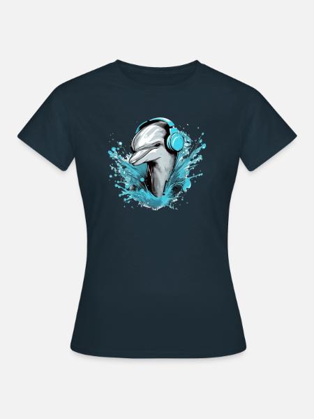Jerko, der audiophile Delphin - Frauen T-Shirt - Navy